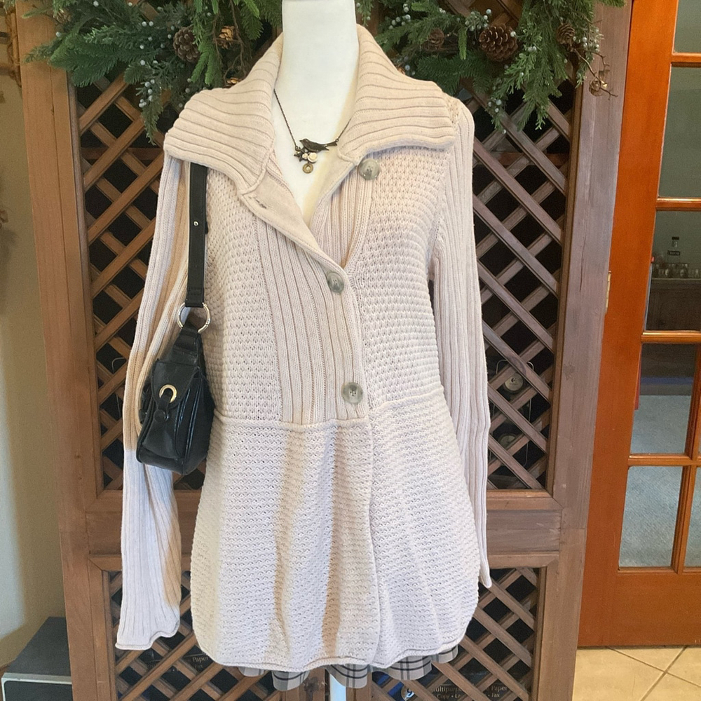 Calvin Klein Jeans Knit Cardigan Sweater Womens XL minimalist cottage core